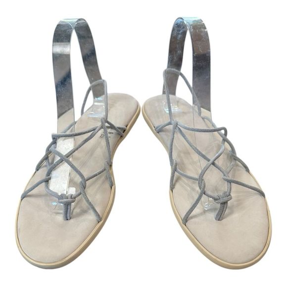 HOGAN Women's Gray Suede Leather Netting Thong Sandals 39 - Picture 3 of 8